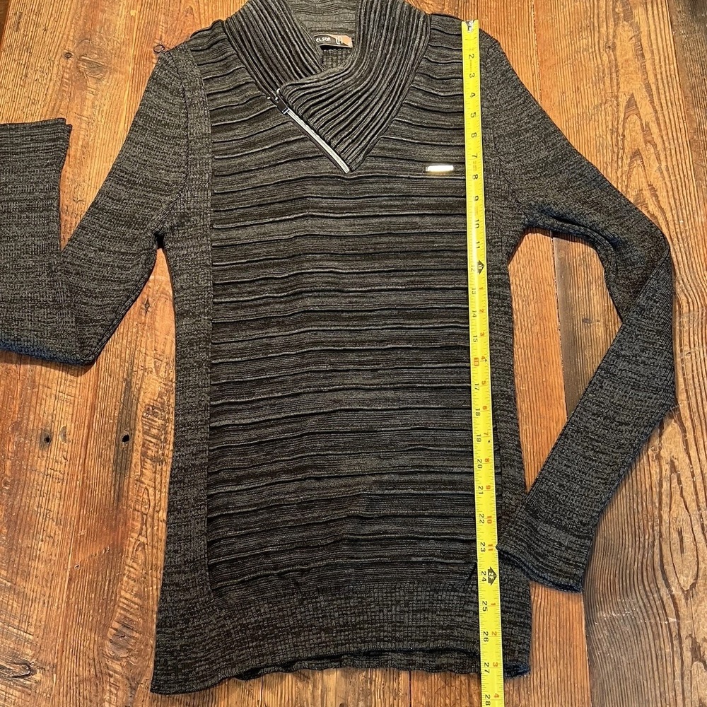 Leif Nelson Cable Knit Sweater Shawl Collar Funnel Neck Gray Techwear Streetwear - Picture 16 of 16
